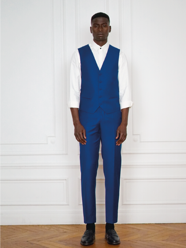 Gilet Sur-Mesure Bleu Lumineux - Gilet Classique | Rives Paris ©