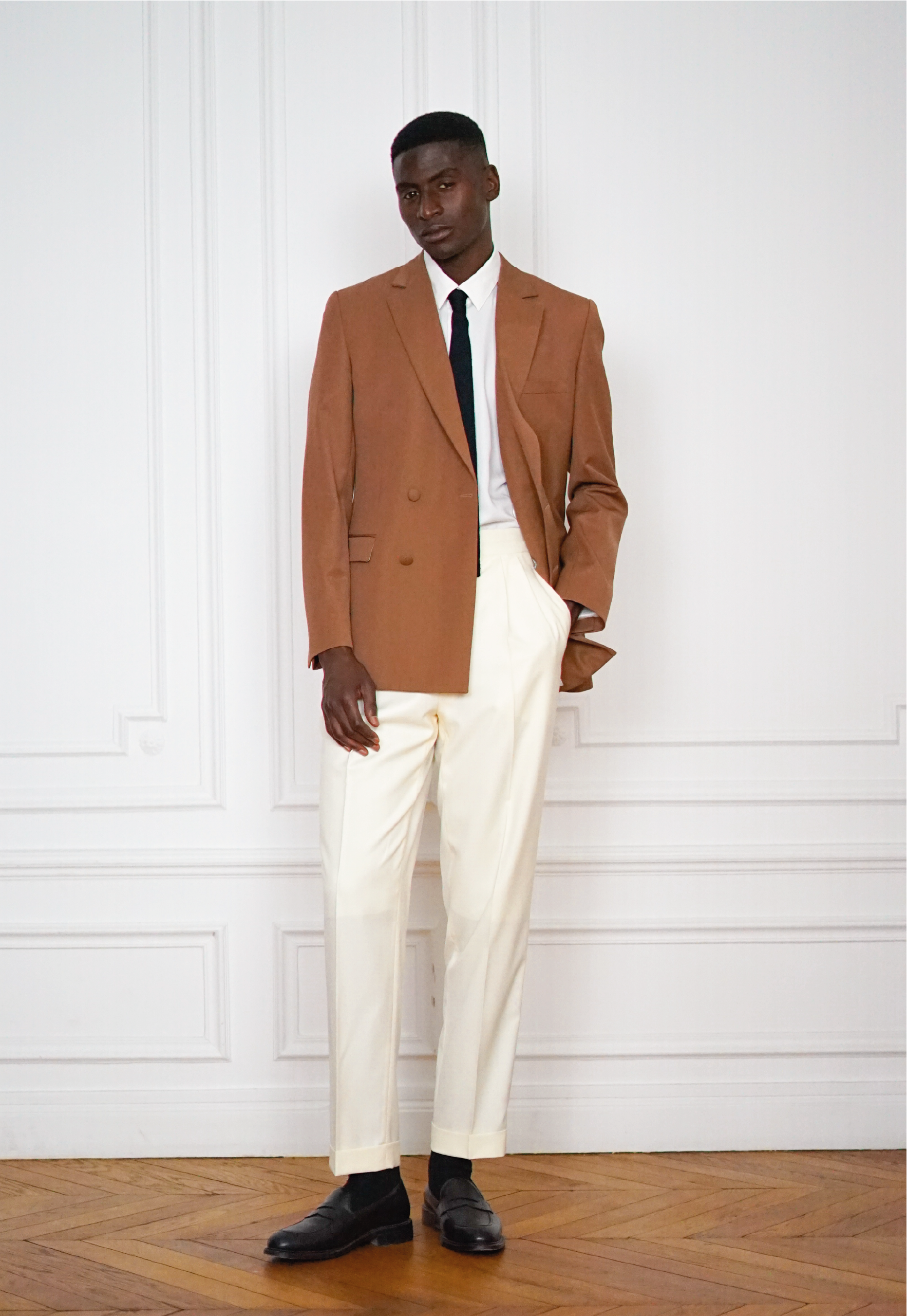 Tailor-made wedding attire Double-breasted jacket Chocolate | Rives Paris ©