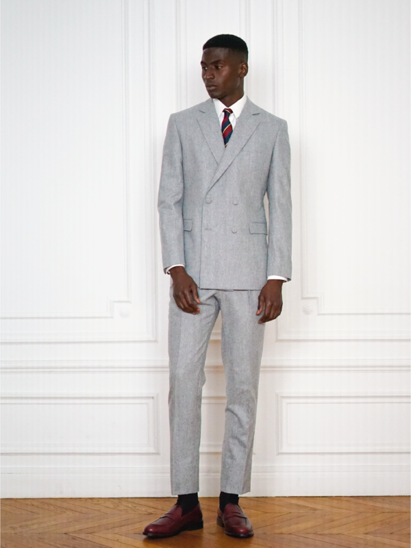 Tailor-Made Grey Flannel Double-breasted Suit - Double-Breasted Suit | Rives Paris ©